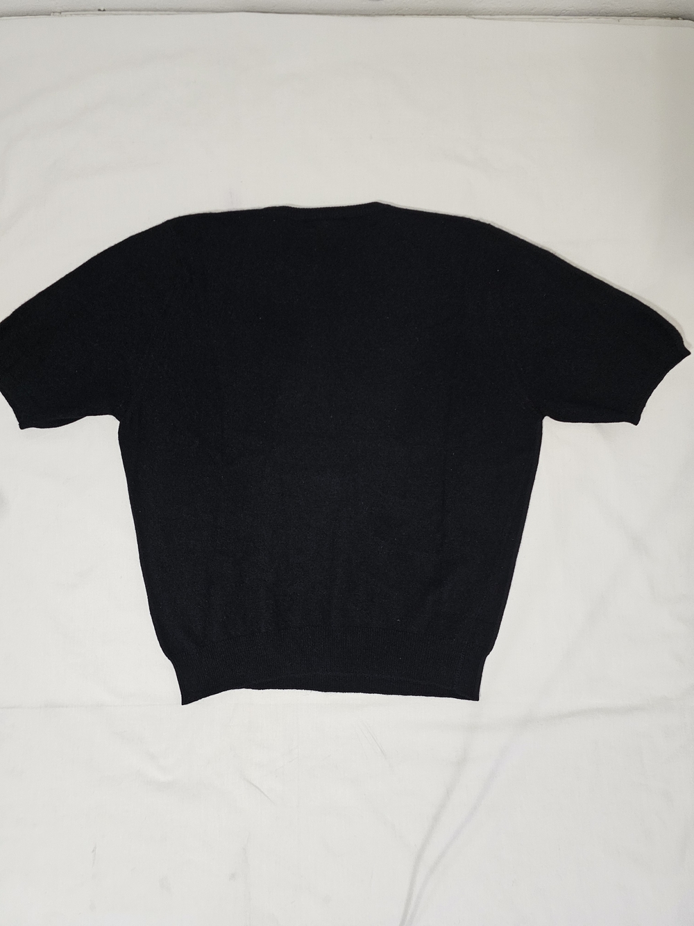Vintage Barrie Scotland 100% Pure Cashmere Black Short Sleeve Sweater Women M/L - Picture 5 of 8